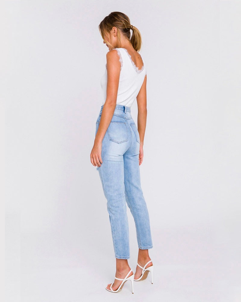 HighwaistDistressedMomJeansDenimPants4