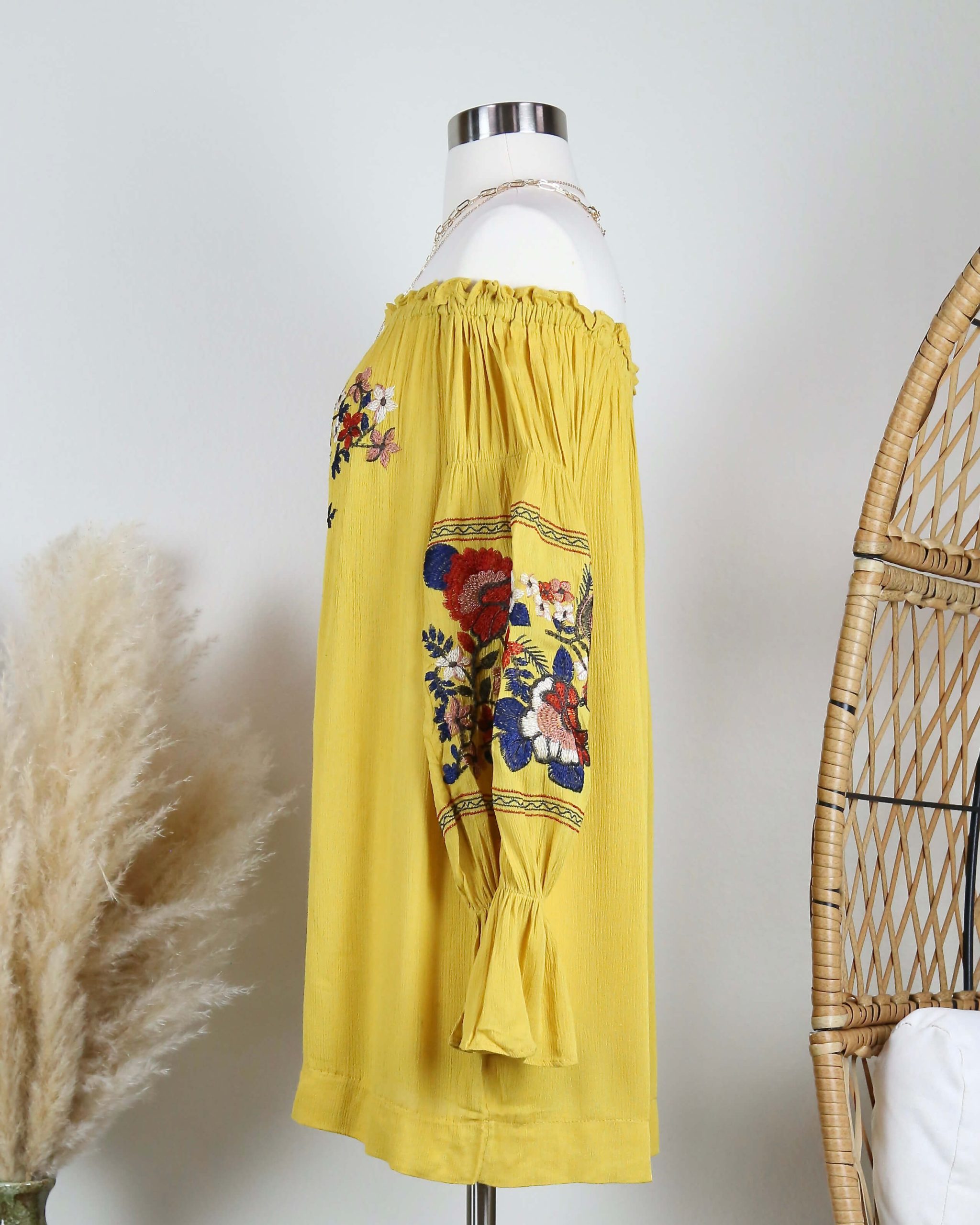 OfftheShoulderEmbroideredDressinMUSTARD3