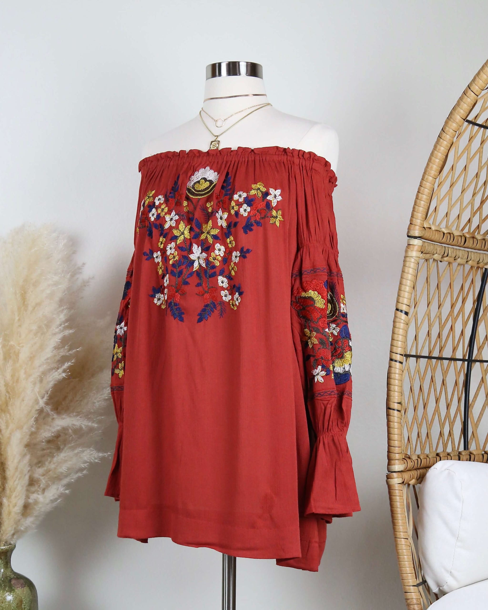 OfftheShoulderEmbroideredDressinRUST2